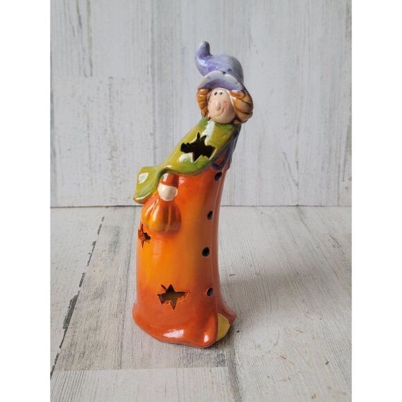 Halloween witch bat pumpkin tea light holder‎ home decor figure - Picture 1 of 7